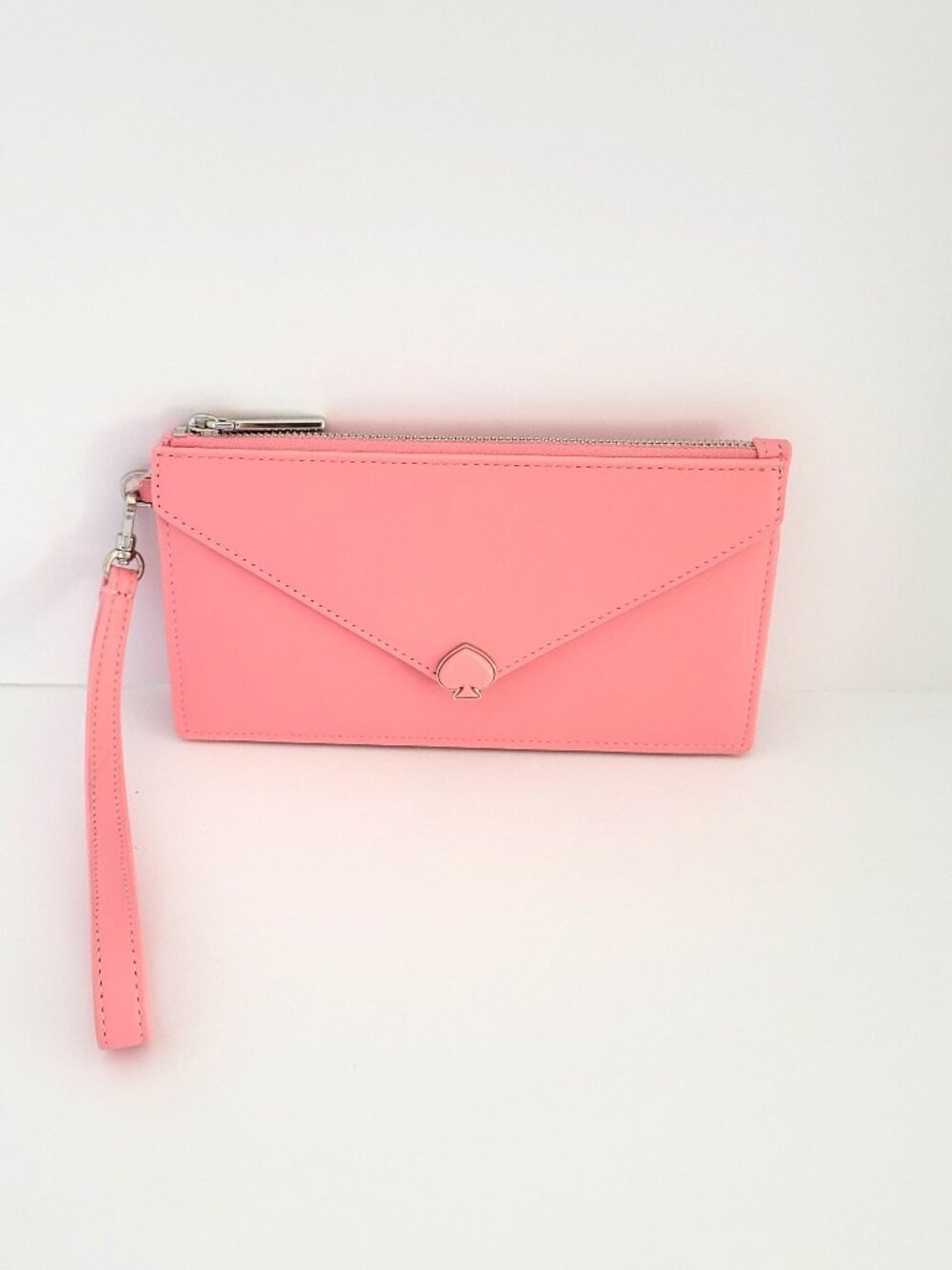 Kate Spade KN781 Yours Truly Envelope Wristlet Clutch Grapefruit Soda Leather